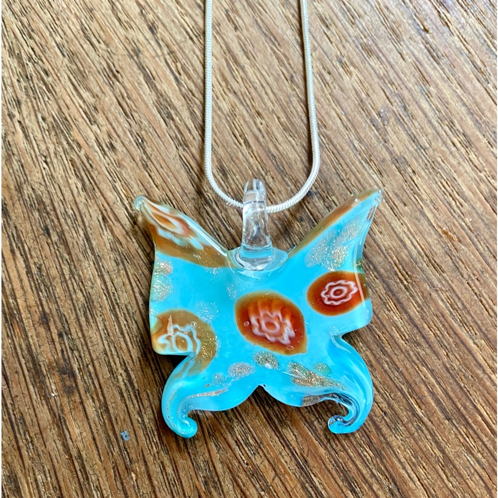 Butterfly Lampwork glass handmade necklace NWOT